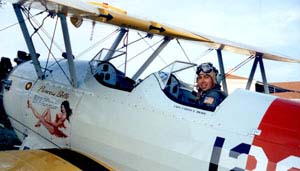 Carlos Bravo in the WWII Stearman biplane