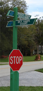 Street Signs at Spruce Creek all have Aviation Themes